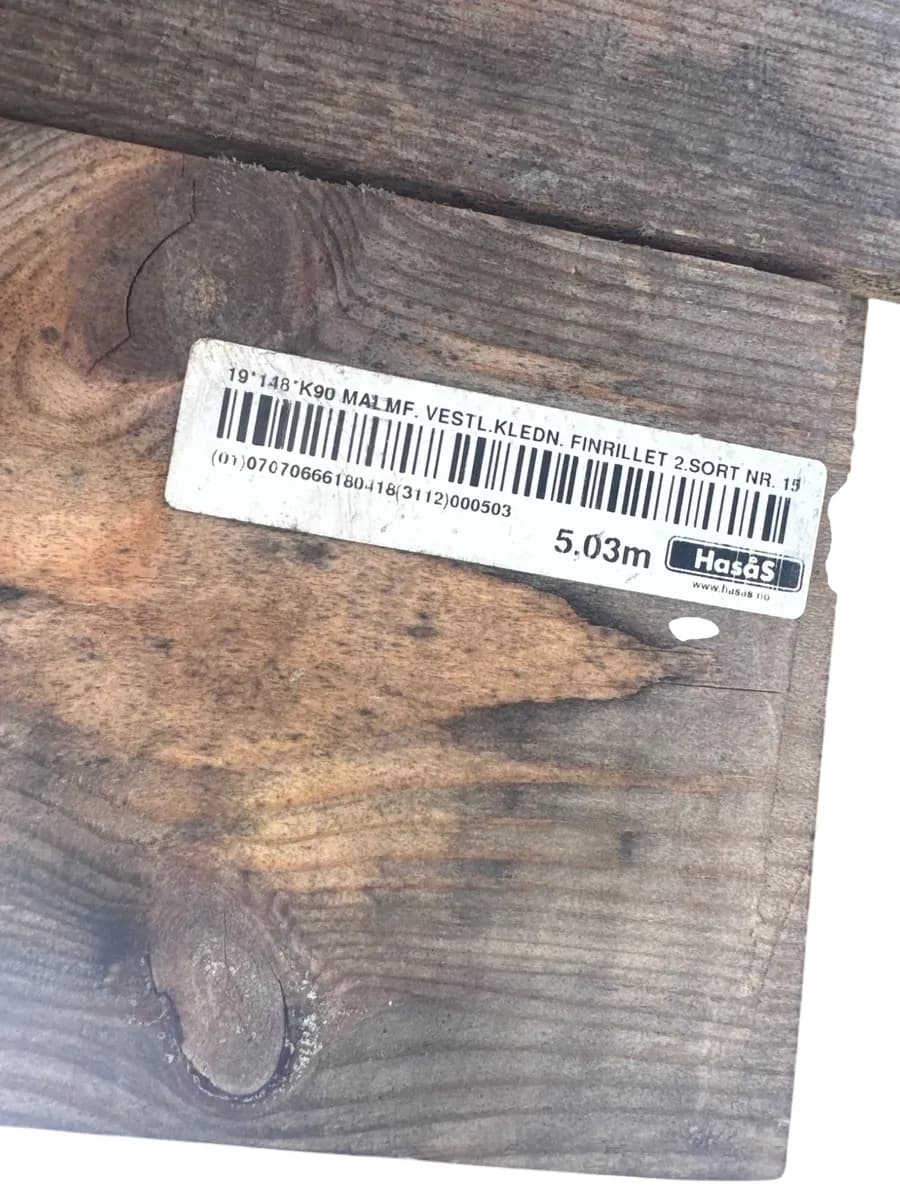 Hasås Vestlandskledning Finrillet 2. sort 19x148mm pakke ca 280lm - bilde 1
