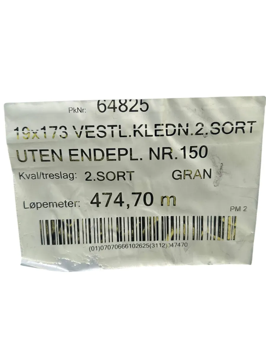 Vestlandskledning 19x173 mm Gran 2.sort ubehandlet pakke 474,7 lm - bilde 1