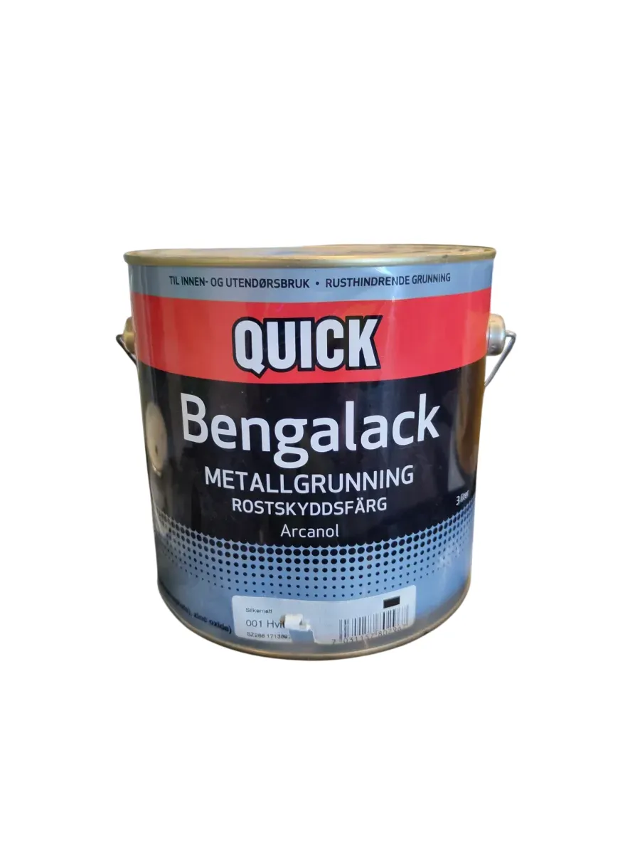 Quick Bengalack Metallgrunning Hvit Silkematt 3 liter - bilde 1