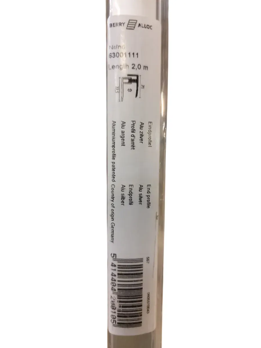 Berry Alloc Endeprofil Aluminium Sølv 2m 63001111 - bilde 1