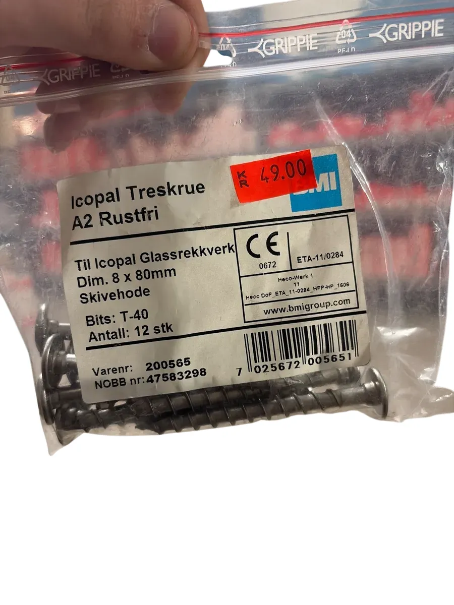 Icopal Treskrue A2 Rustfri 8x80mm - bilde 1