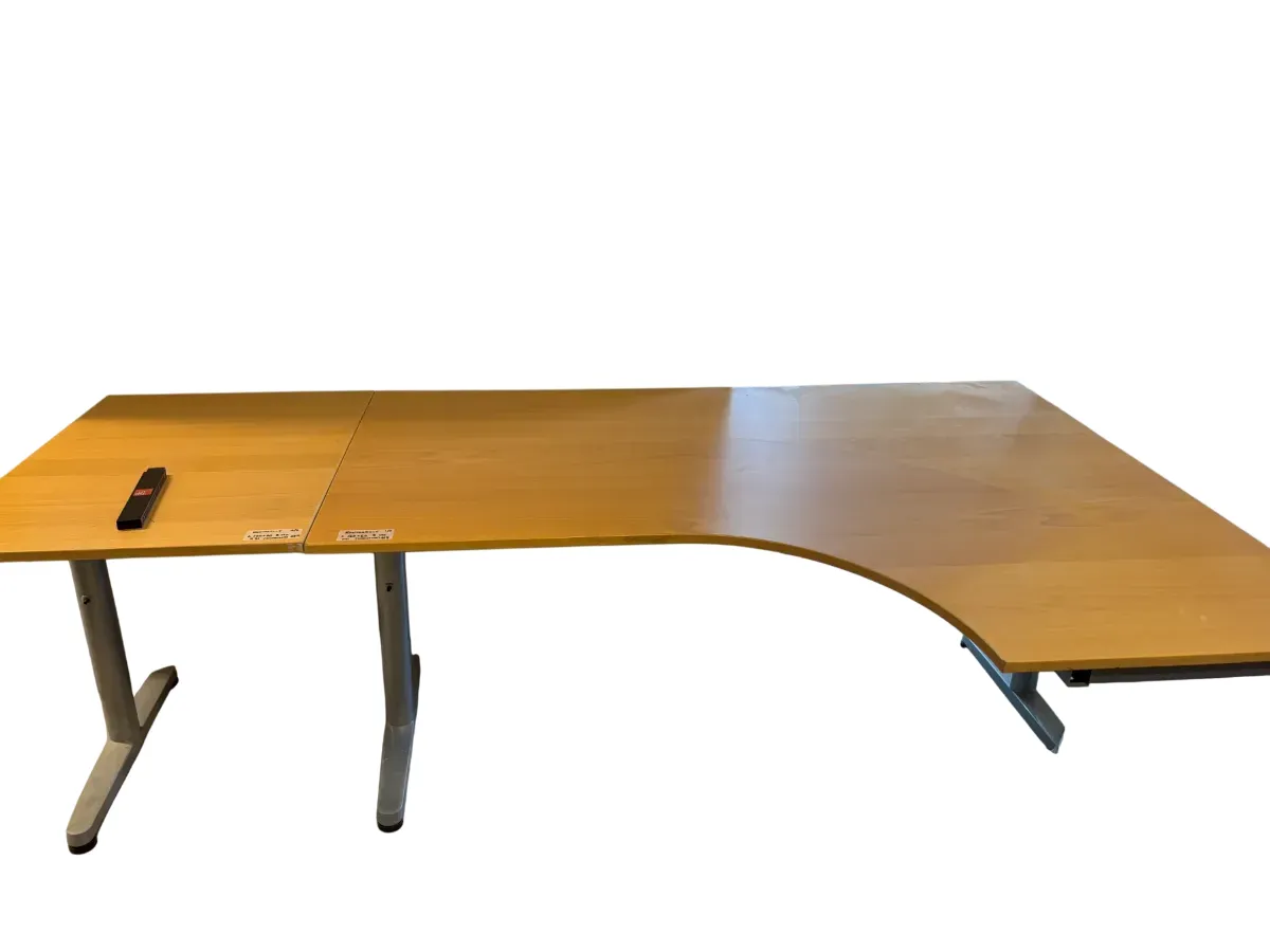 L-formet Skrivebord i Lys Tre (220x120cm) Justerbar - bilde 1