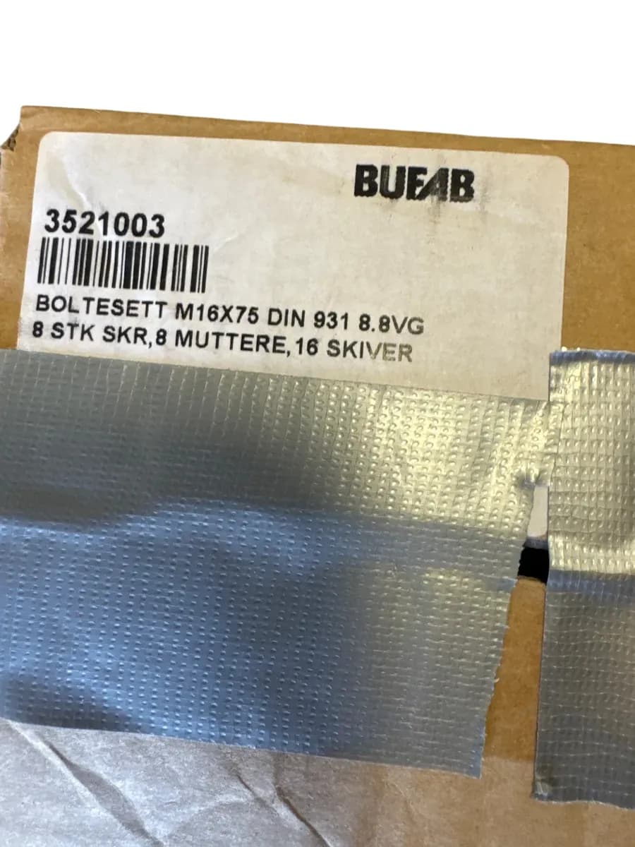 Bufab Boltesett M16x75 DIN 931 8.8VG - bilde 1