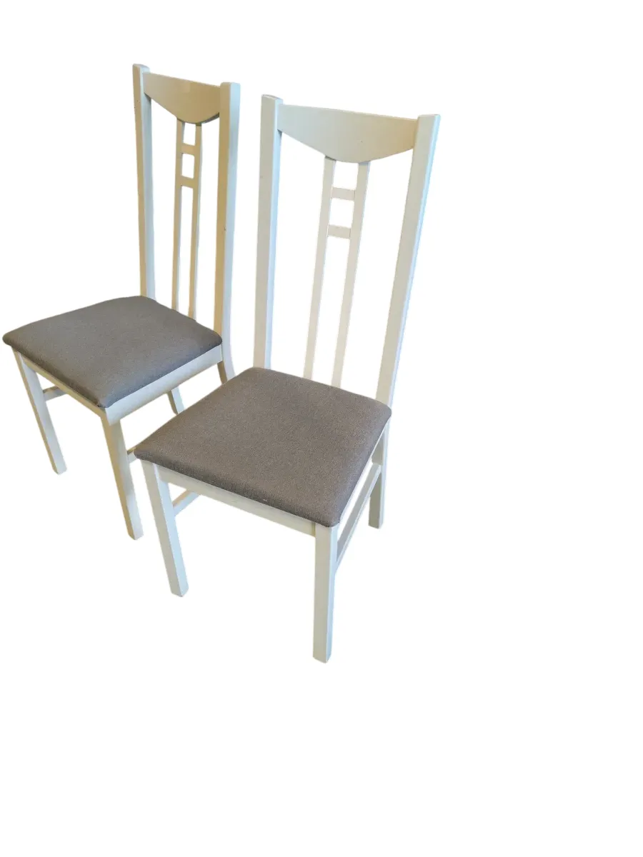 IKEA Spisestol med hvit ramme og grå pute ID no. 15123 - bilde 1