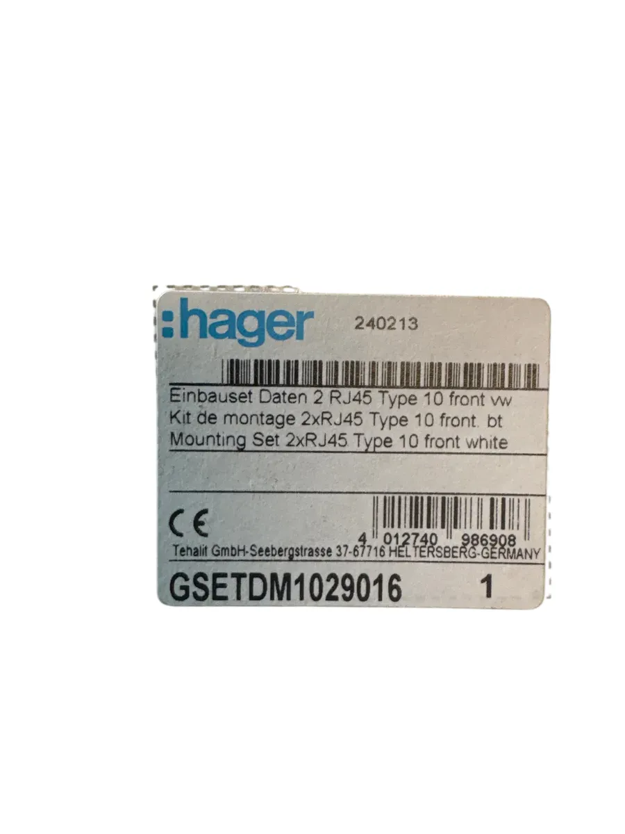 Hager GSETDM1029016 Monteringssett 2xRJ45 Type 10 Hvit - bilde 1