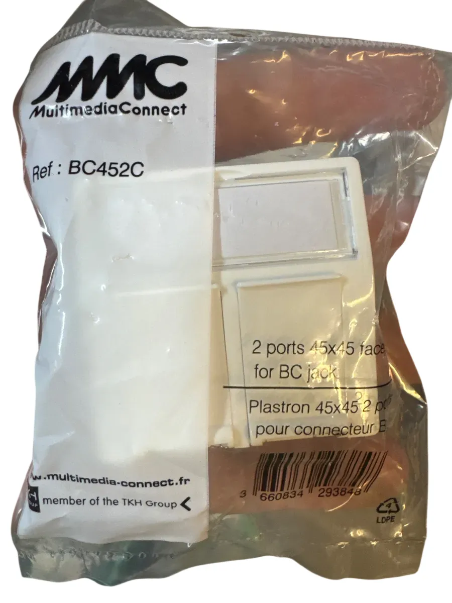 Multimedia Connect BC452C Frontplate for 2 RJ45 Keystone - bilde 1