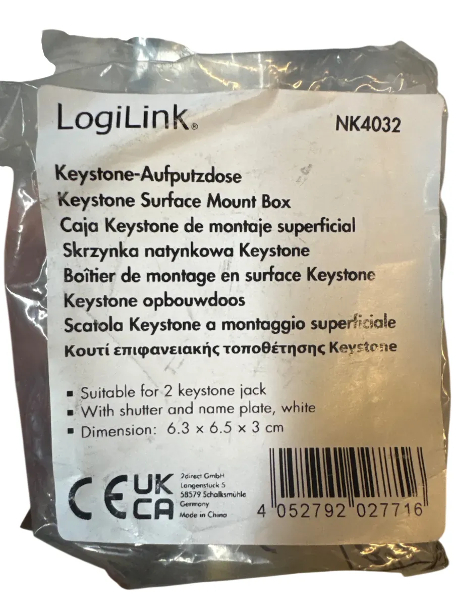 LogiLink Keystone Påveggsboks for 2 Keystone-moduler - bilde 1