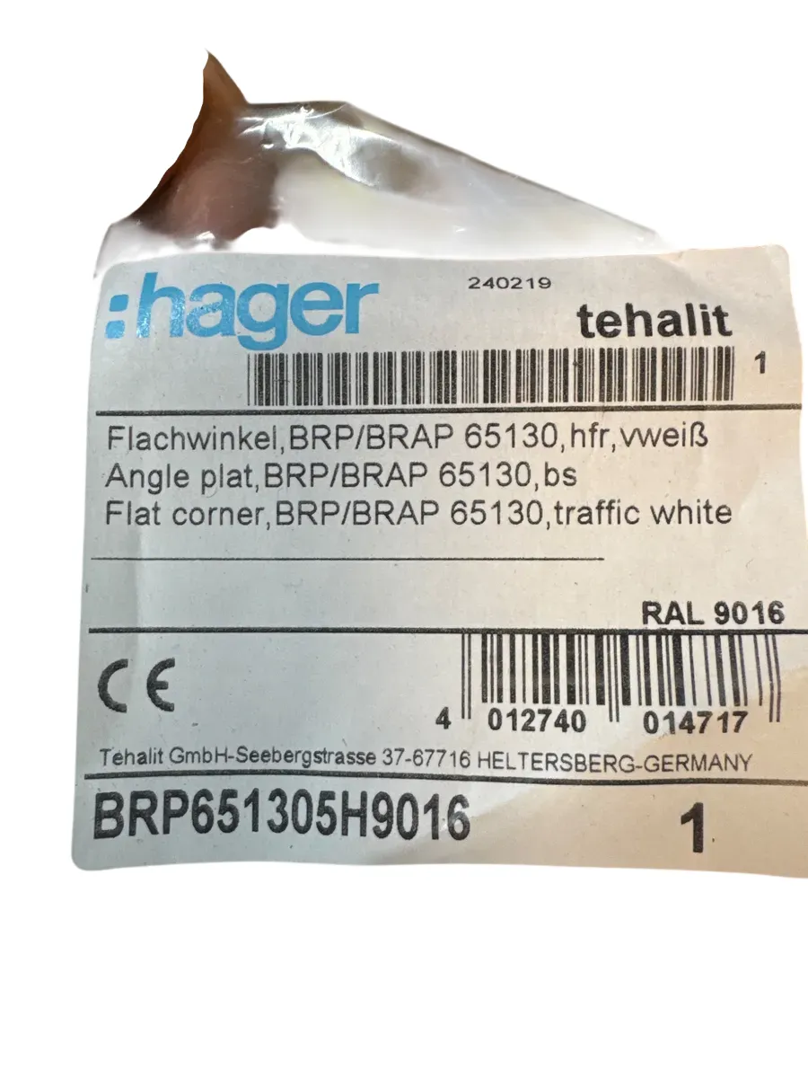 Hager Tehalit Flachwinkel BRP/BRAP 65x130, Trafikkhvit - bilde 1