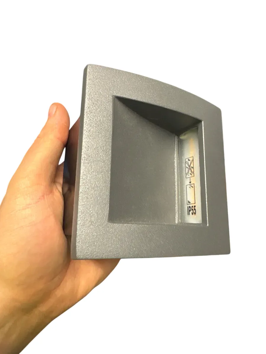 Innfelt LED Vegglampe Kvadratisk Grå IP55 - bilde 1