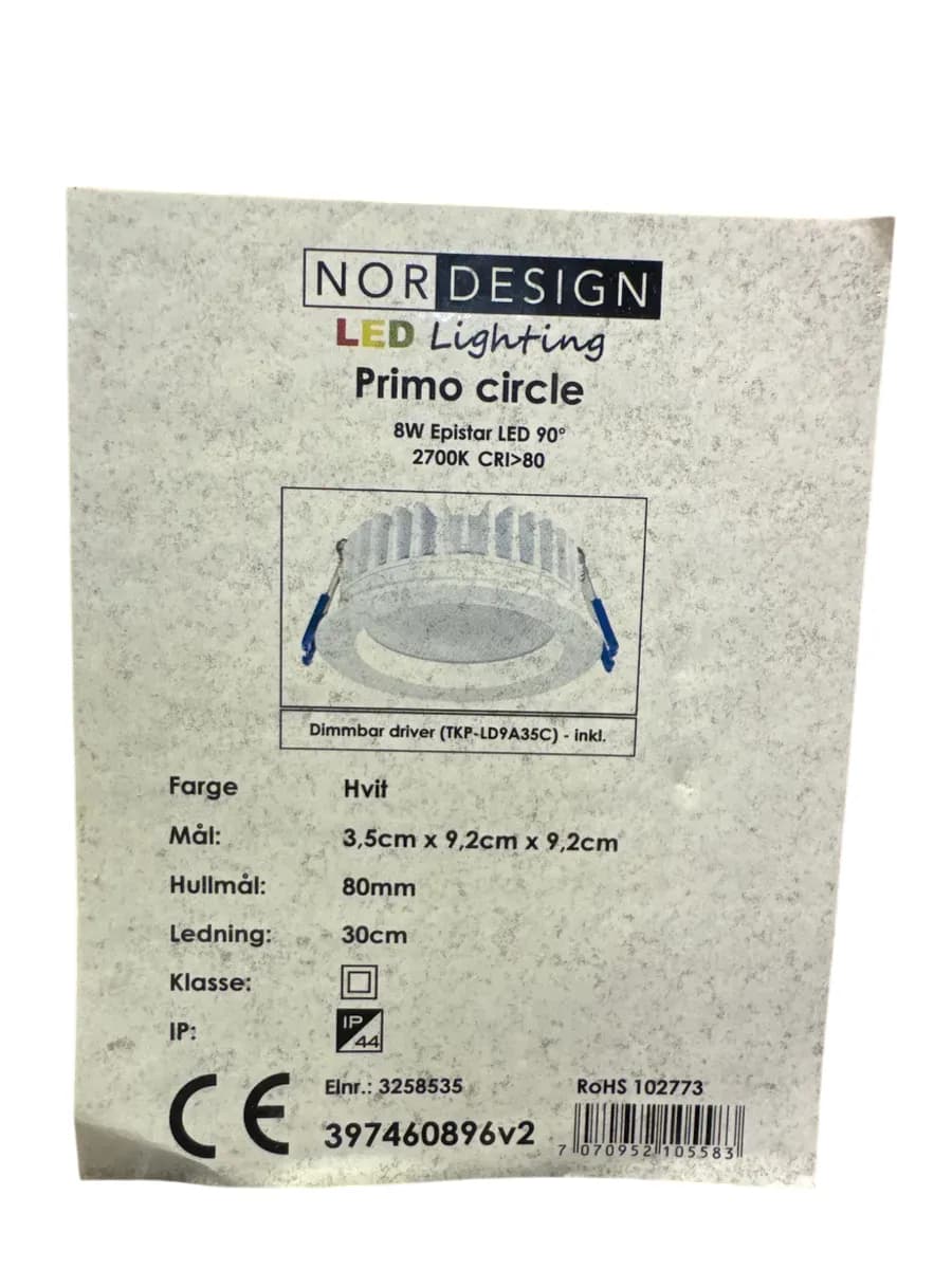 Nordesign Primo Circle D106 LED Downlight - bilde 1