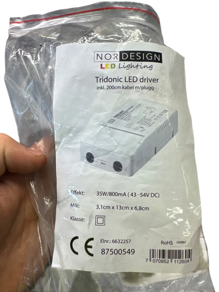 Tridonic LED driver 35W/800mA (43-54V DC) med 200cm kabel - bilde 1