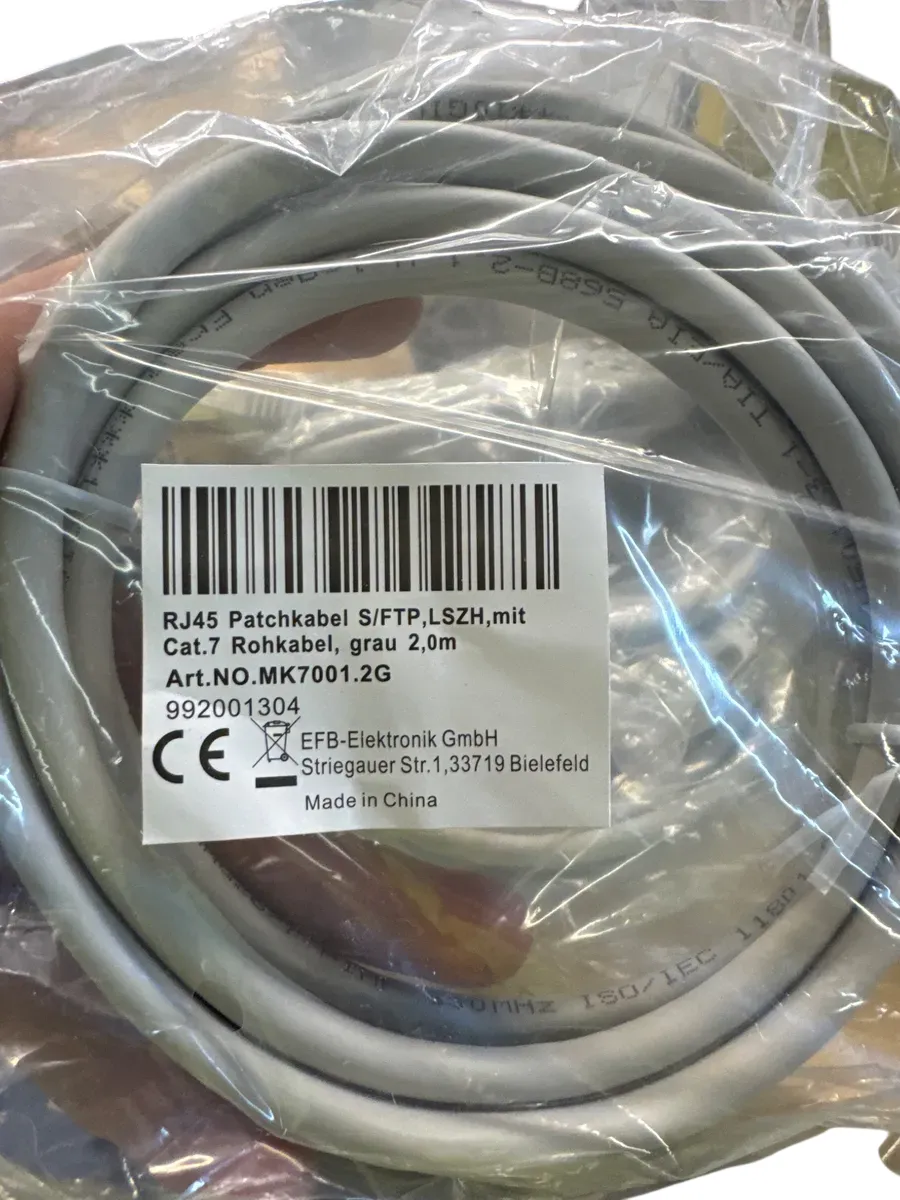EFB-Elektronik RJ45 Patchkabel S/FTP Cat.7, 2m, grå - bilde 1