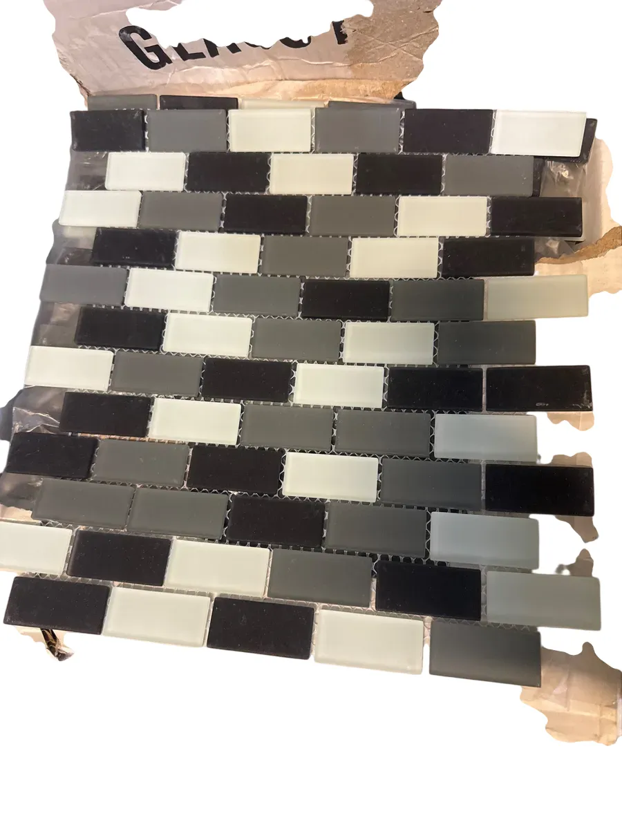 Glass Mosaikk Fliser lyseblå Grå Svart Mix - bilde 1