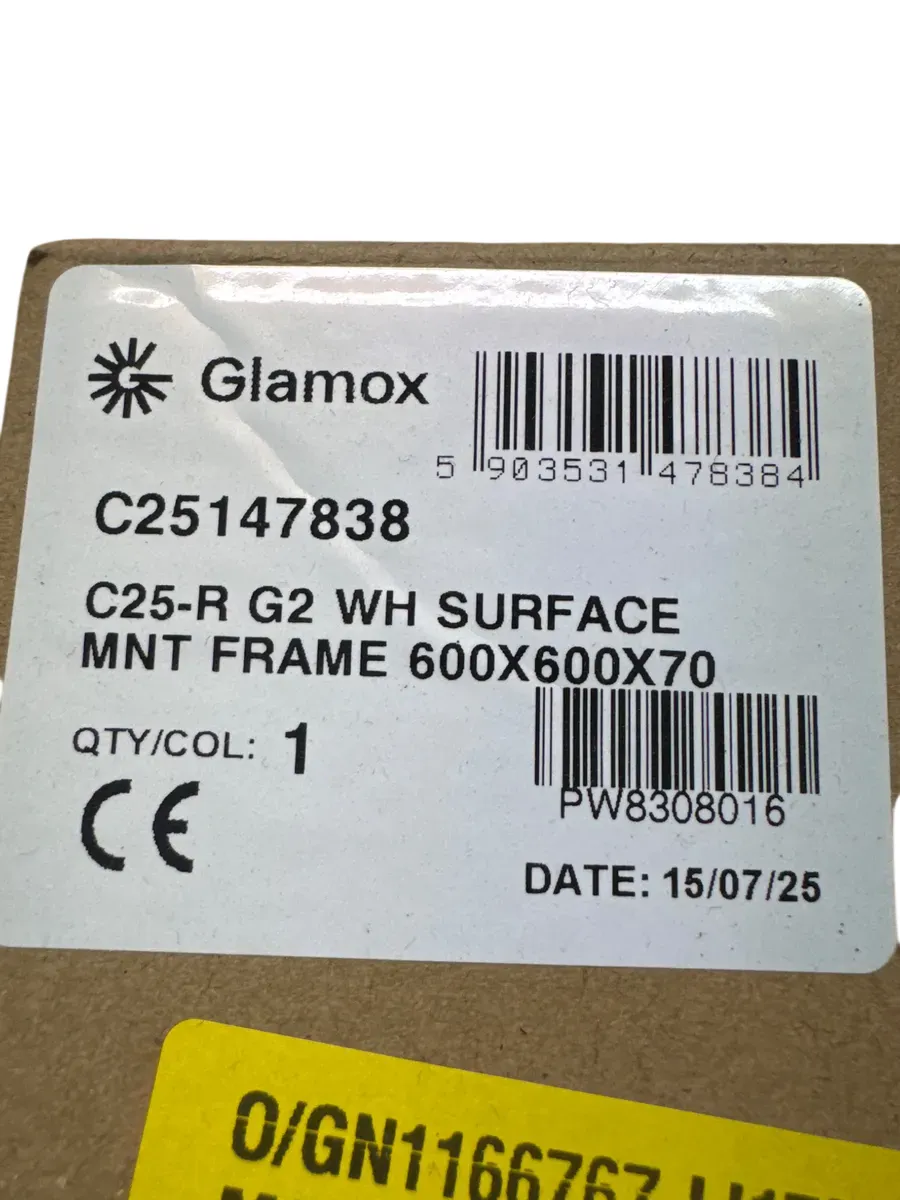 Glamox C25-R G2 WH Overflatemontert Ramme 600x600x70 - bilde 1
