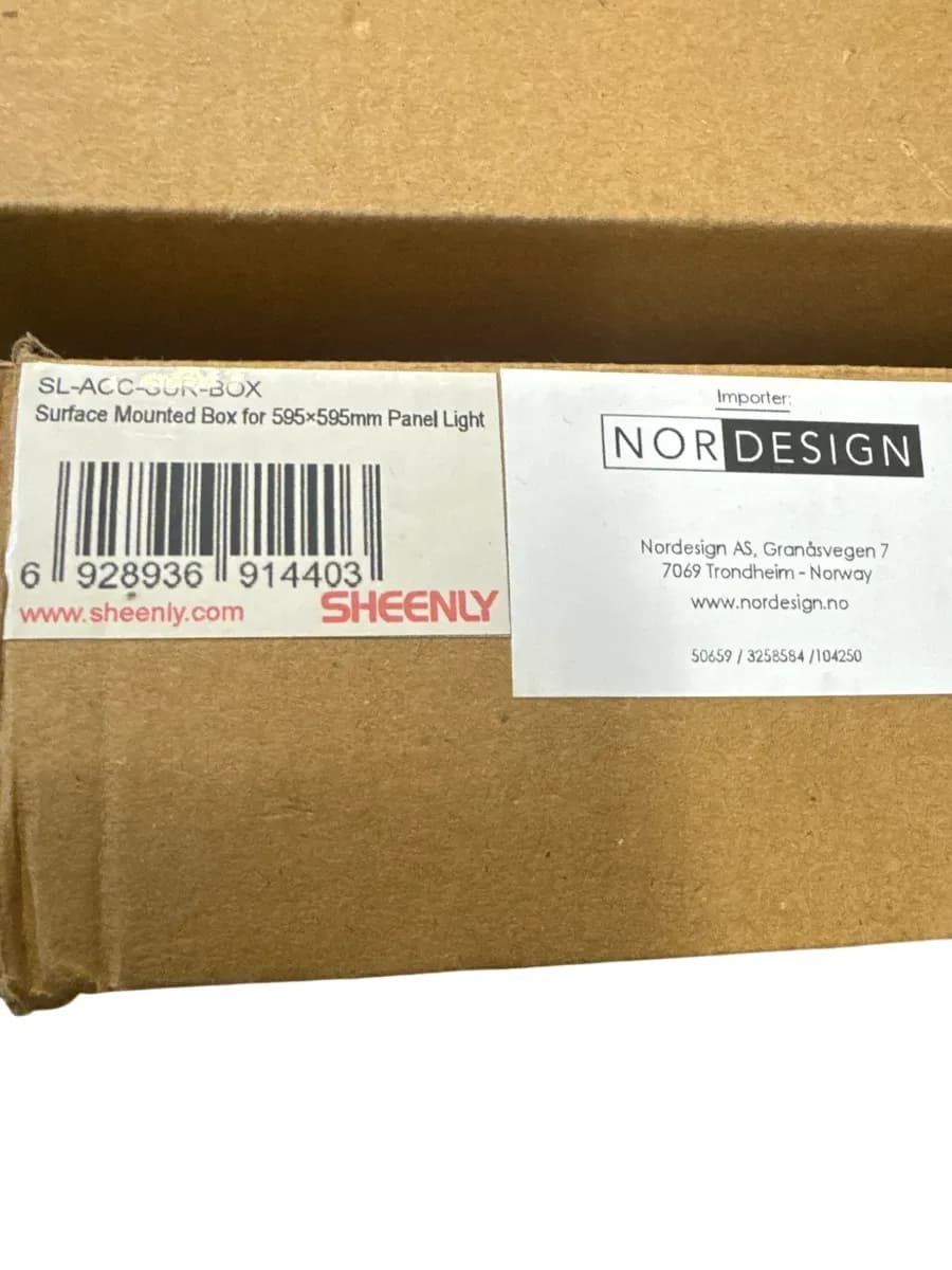Sheenly SL-ACC-SUR-BOX Overflatemontert Ramme for 595x595mm Panel Light - bilde 1