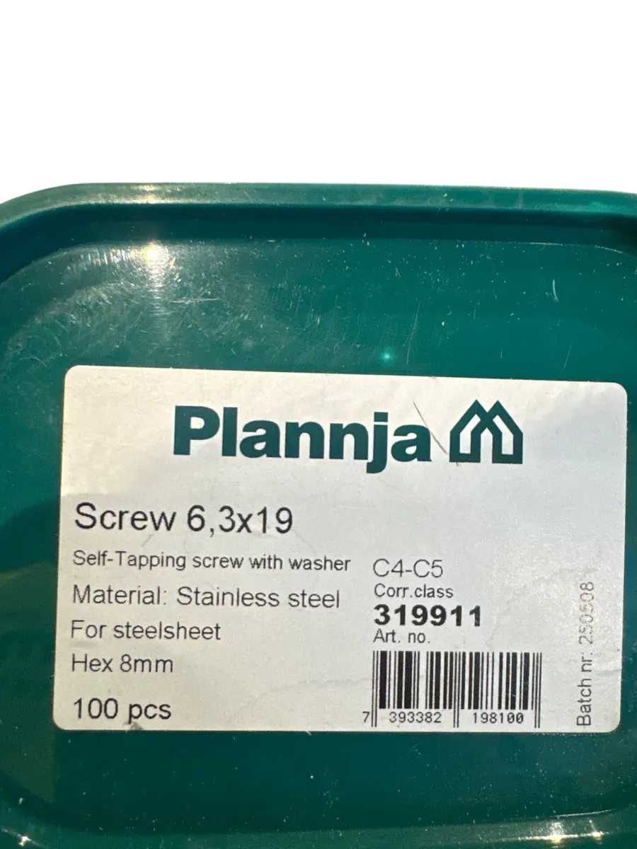 Plannja Selvborende Skrue 6,3x19mm, Rustfri C4-C5, 100 stk - bilde 1