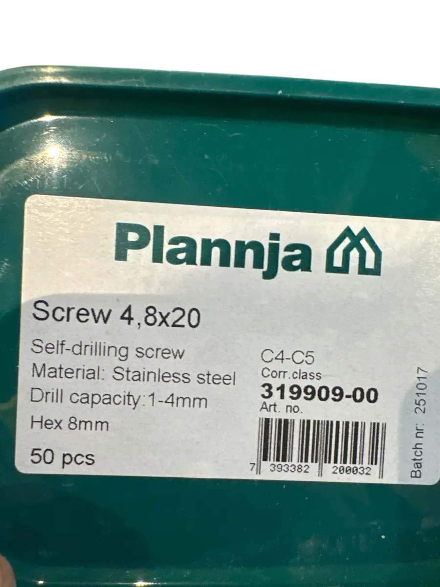 Plannja Selvborende Skrue 4,8x20 Rustfri - bilde 1