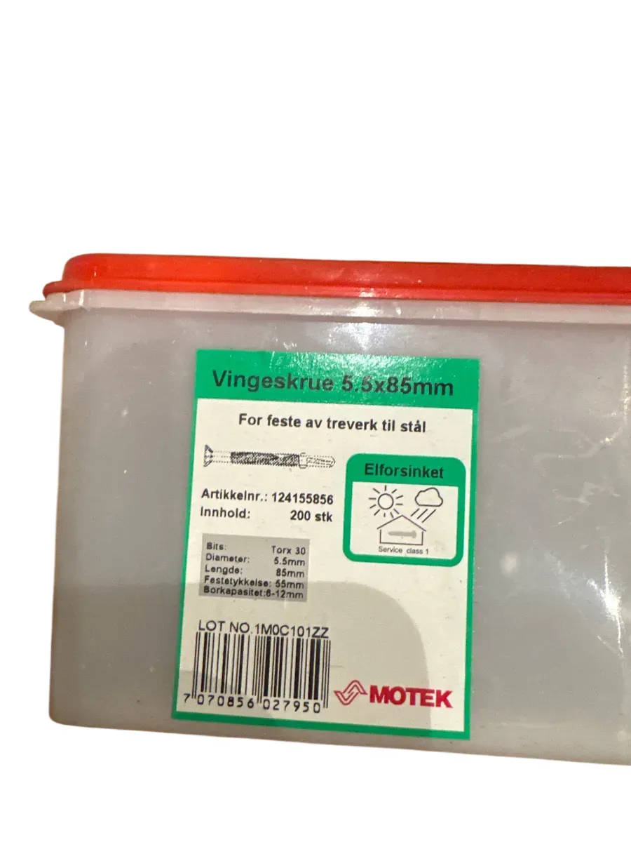 MOTEK Vingeskrue 5.5x85mm Elforsinket (200 stk) - bilde 1