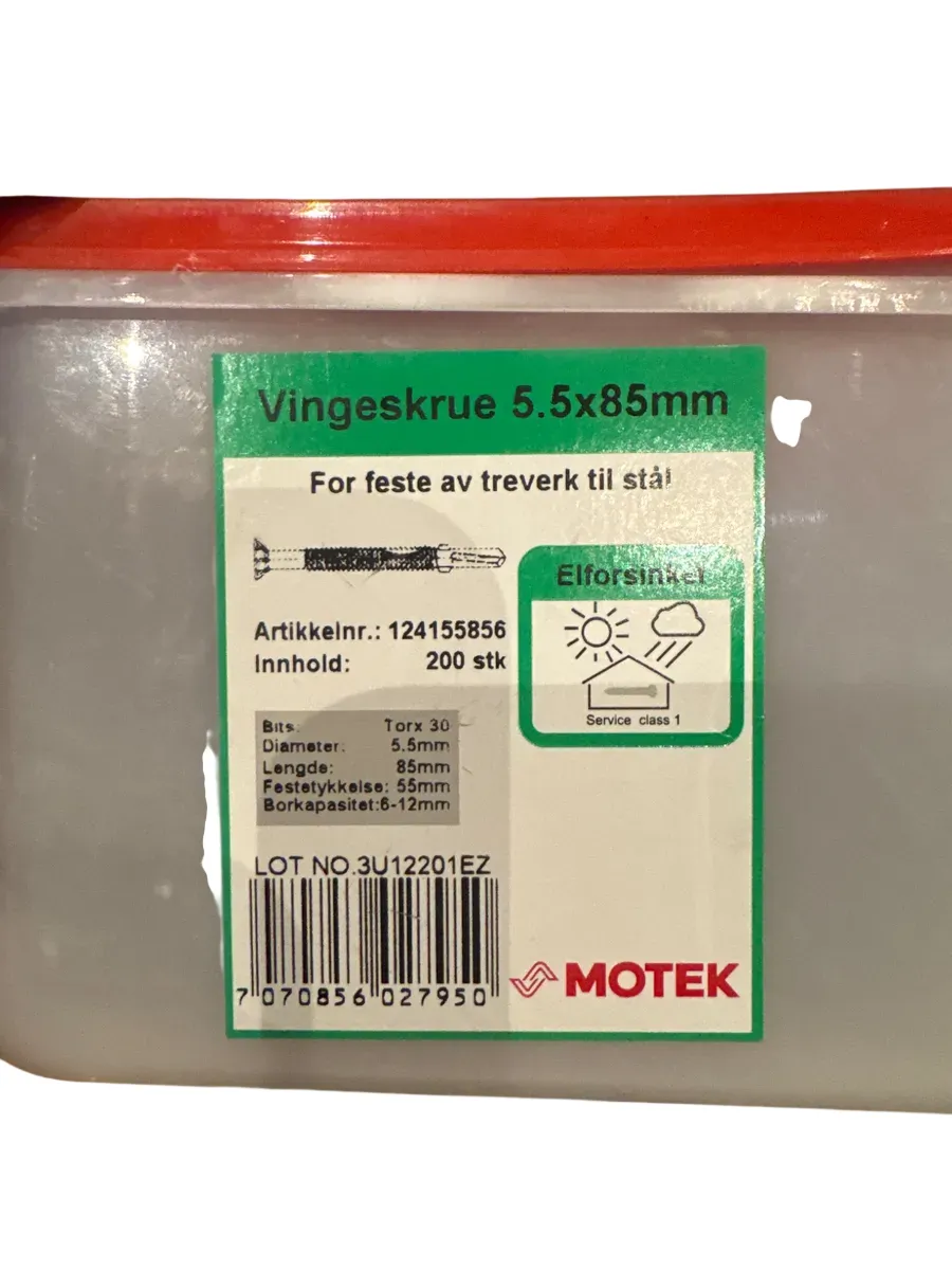 Motek Vingeskrue 5.5x85mm (åpnet pakke) - bilde 1