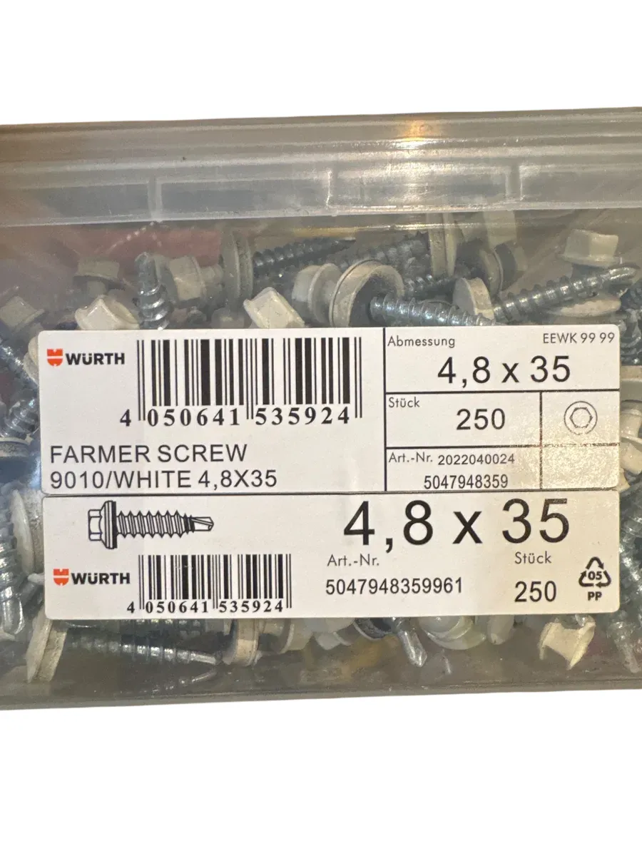 WURTH FARMER SCREW 9010/WHITE 4,8X35 - bilde 1