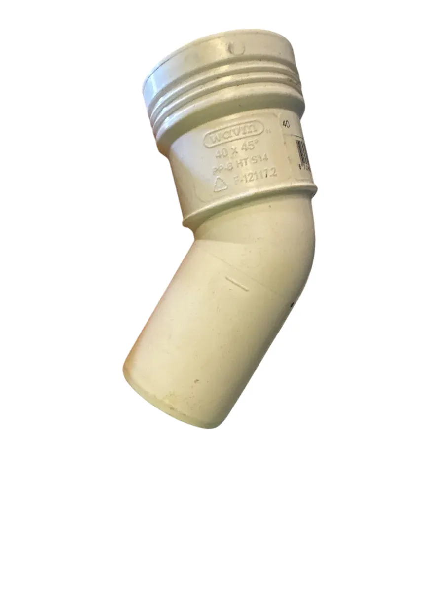 Wavin Wafix PP Bend 45° 40mm Hvit - bilde 1