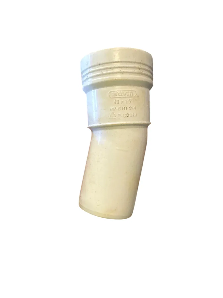 Wavin Wafix PP Bend 15° 40mm Hvit - bilde 1