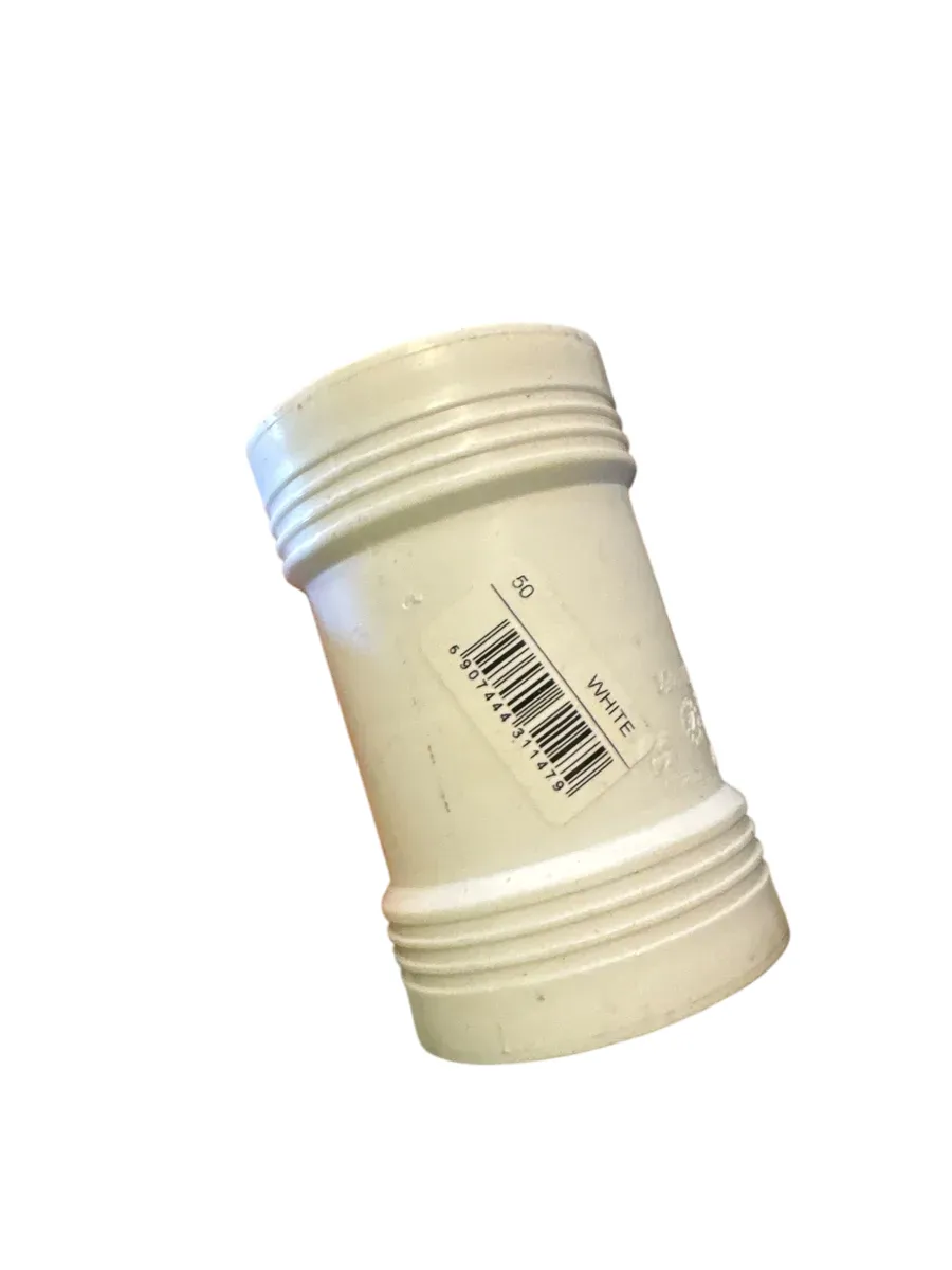 Wavin Wafix PP Dobbelmuffe 50mm Hvit - bilde 1