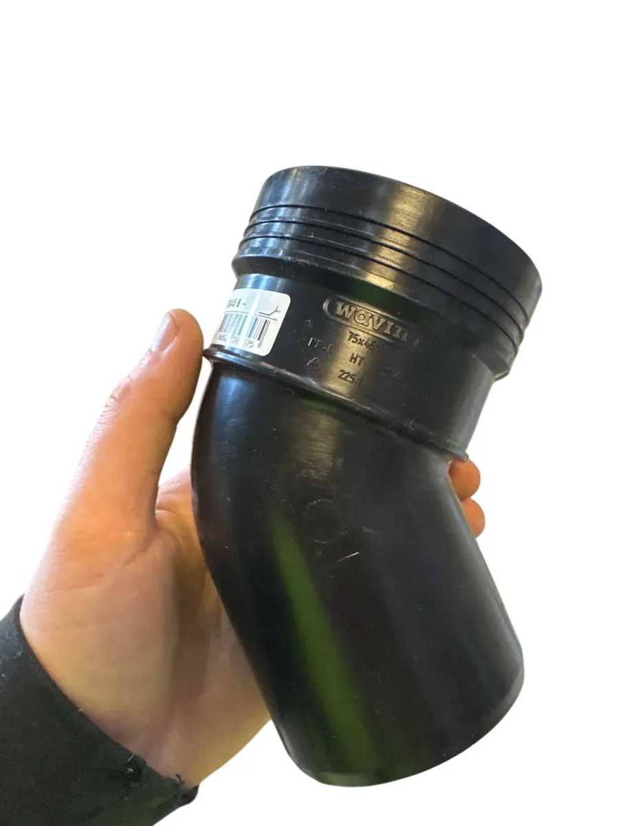 Wavin Wafix Avløpsbend 75mm 45° Svart - bilde 1