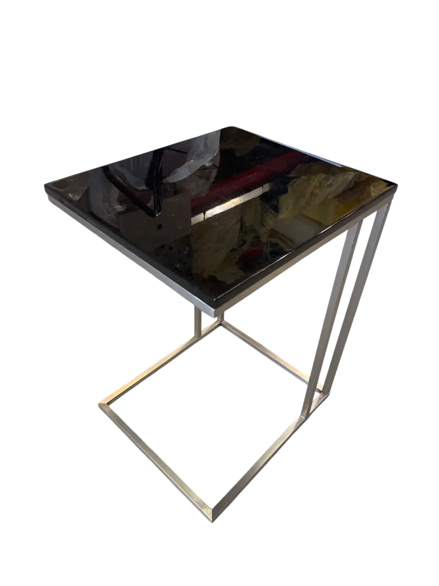 C-formet sidebord med glassplate - bilde 1