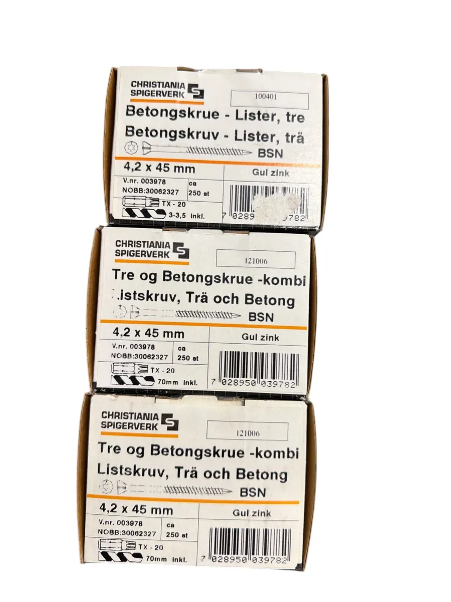Christiania Spigerverk Tre- og Betongskrue Kombi 4,2x45mm - bilde 1
