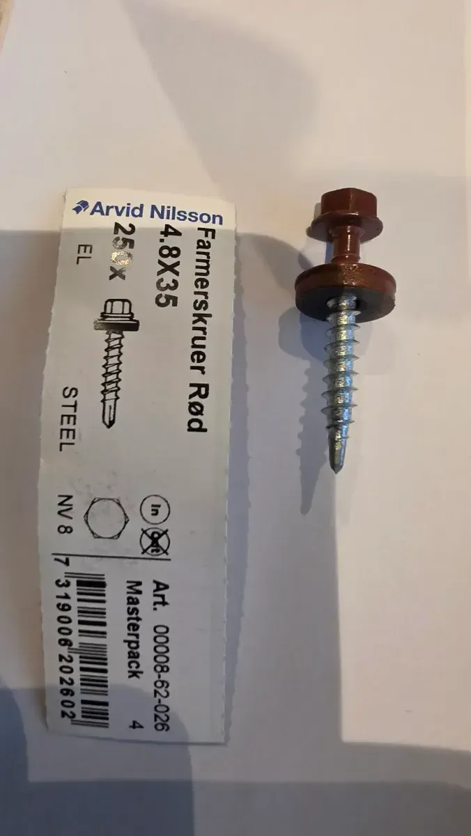 Arvid Nilsson Farmerskrue Rød 4.8x35 (selges i pose, ca 250 stk) - bilde 1