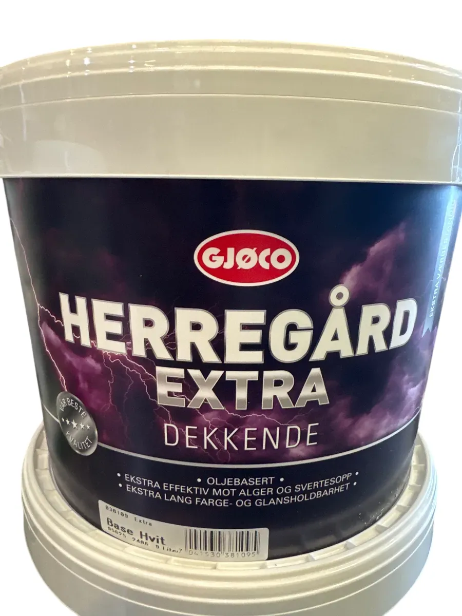 Gjøco Herregård Extra Dekkende Base Hvit 9 liter - bilde 1