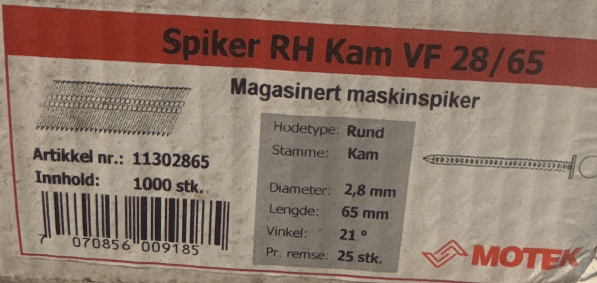 Stavspiker 21gr 28/65 a1000 - bilde 1