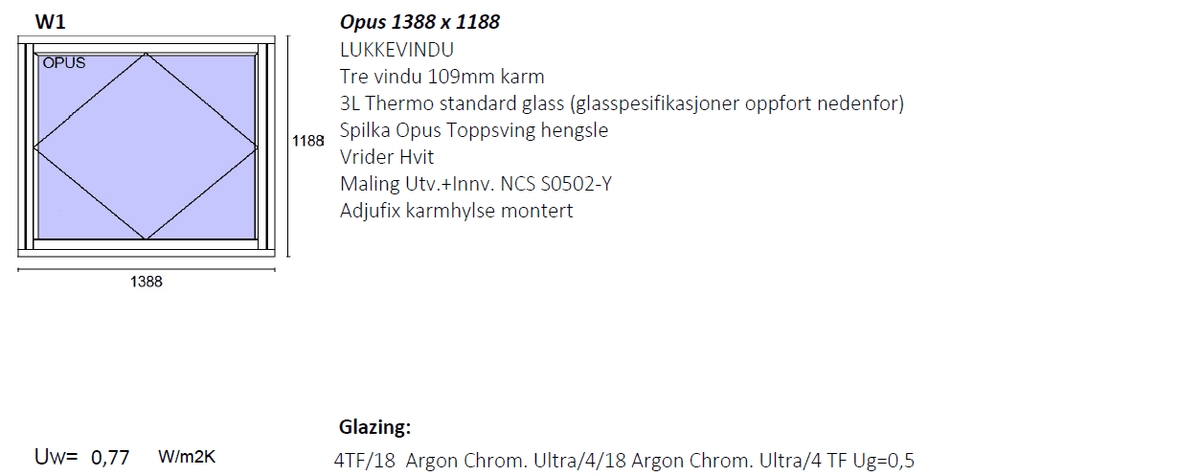 Opus Toppsving vindu 1388x1180Hvit - bilde 1