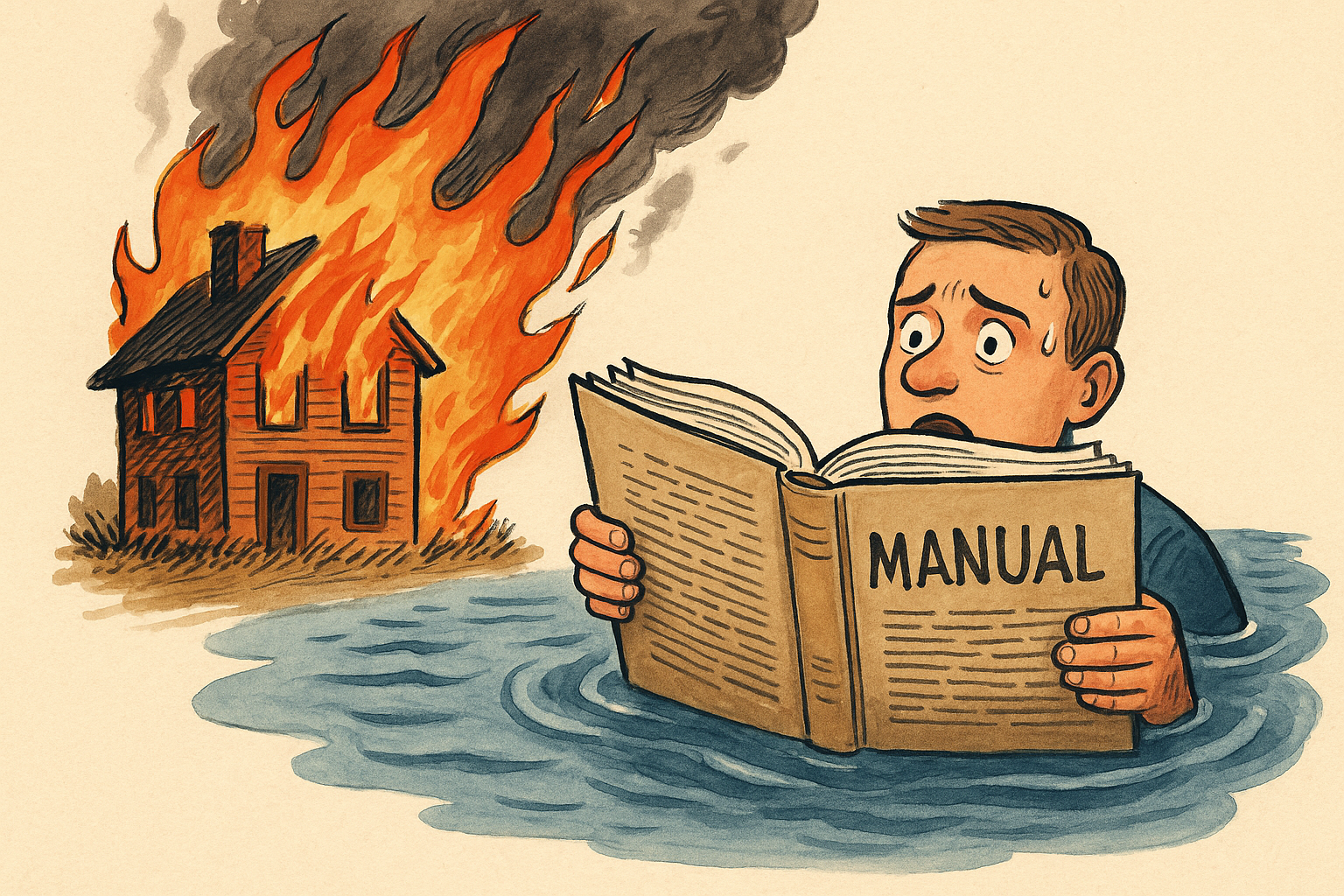 Vi drukner i manualen mens huset brenner